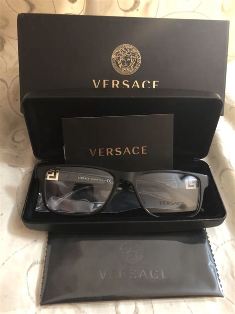 Versace VE 3211 GB1 Black Plastic Rectangle Eyeglasses 55mm .